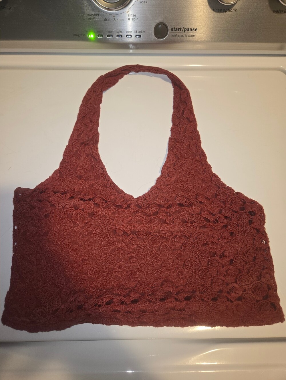 Garage Rust Lace Halter Crop Top